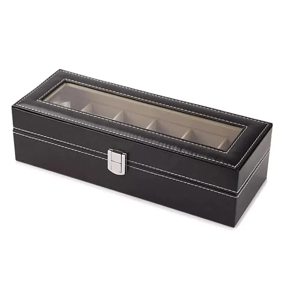 Elegant Leather Watch Display Case with 6 or 12 Slots
