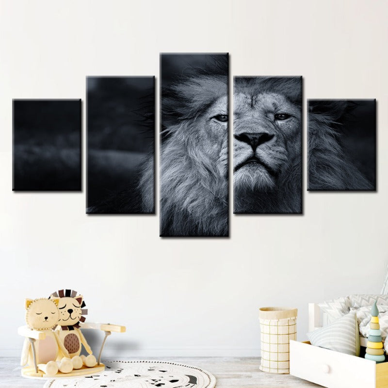 Majestic Lion Canvas Art Set - 5 Piece Collection