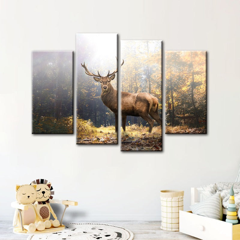 Serene Forest Majesty: 4-Piece Canvas Wall Art Set