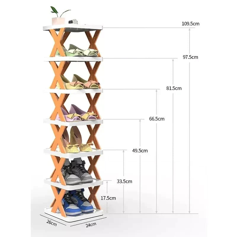 Versatile 6-Tier Shoe Organizer with Durable Plastic Design