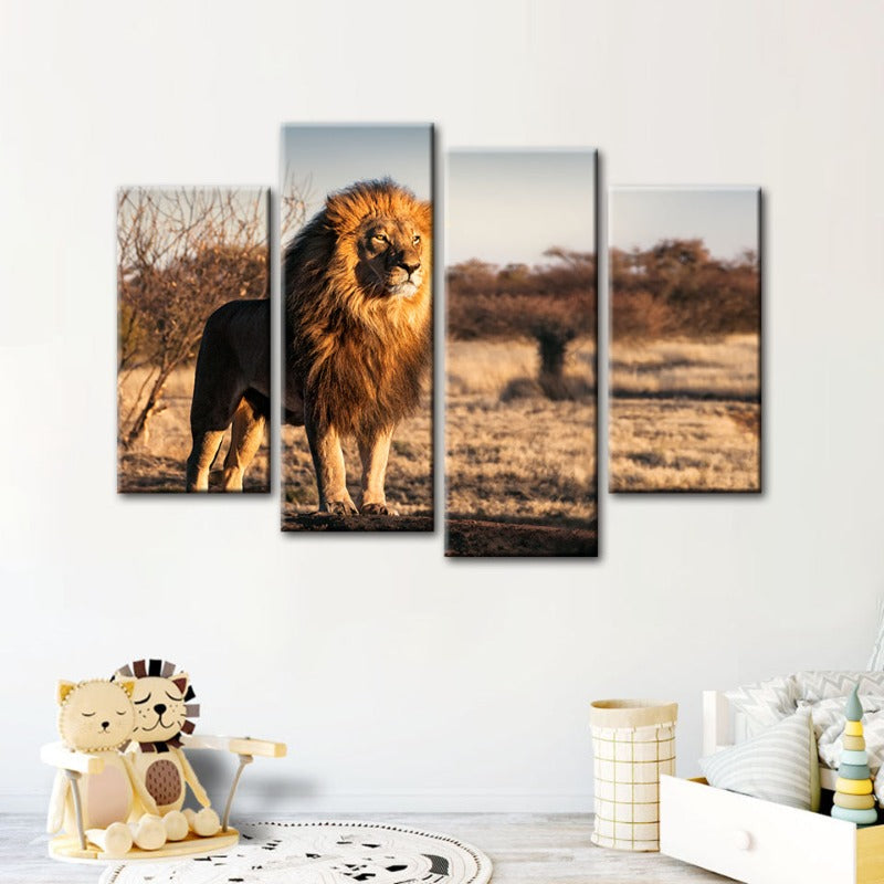 Stunning Lion Serenity - 4-Piece Canvas Art Set