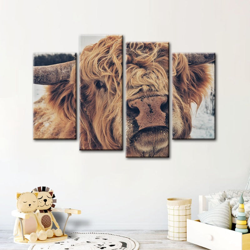 Charming Cow Canvas Art Set - 4 Piece Wall Décor