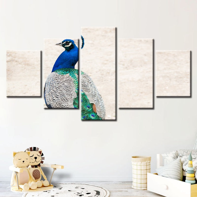5-Piece Canvas Art Set: Regal Peacock Elegance