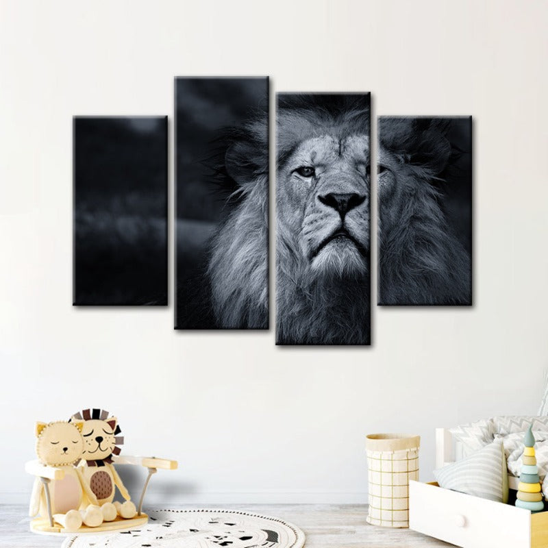 Serene Lion Canvas Art Set - 4 Piece Wall Décor