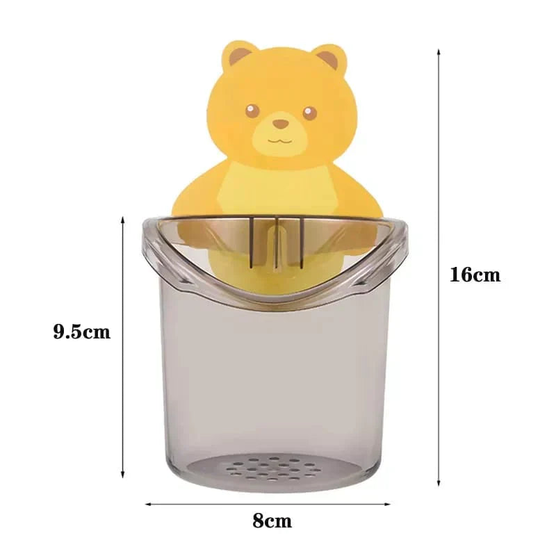 Wall-Mounted Toothbrush Holder Cup in Bear Design