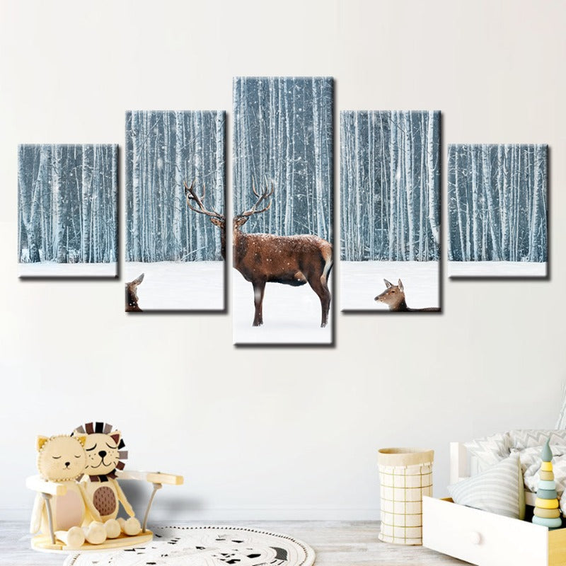 Tranquil Winter Scene - 5 Piece Canvas Art Collection