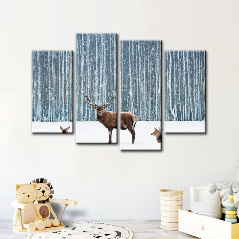 Winter Serenity: 4-Piece Canvas Art Set for Tranquil Spaces