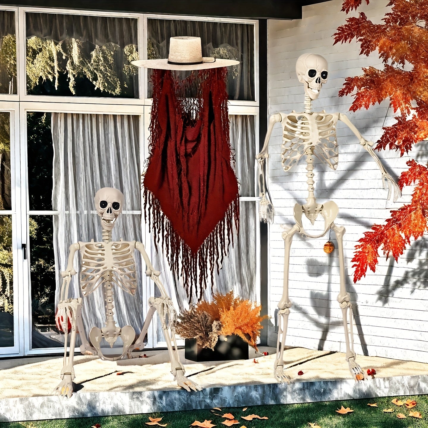 Posable 5.5 Ft Skeleton Decoration for Outdoor Spooky Display