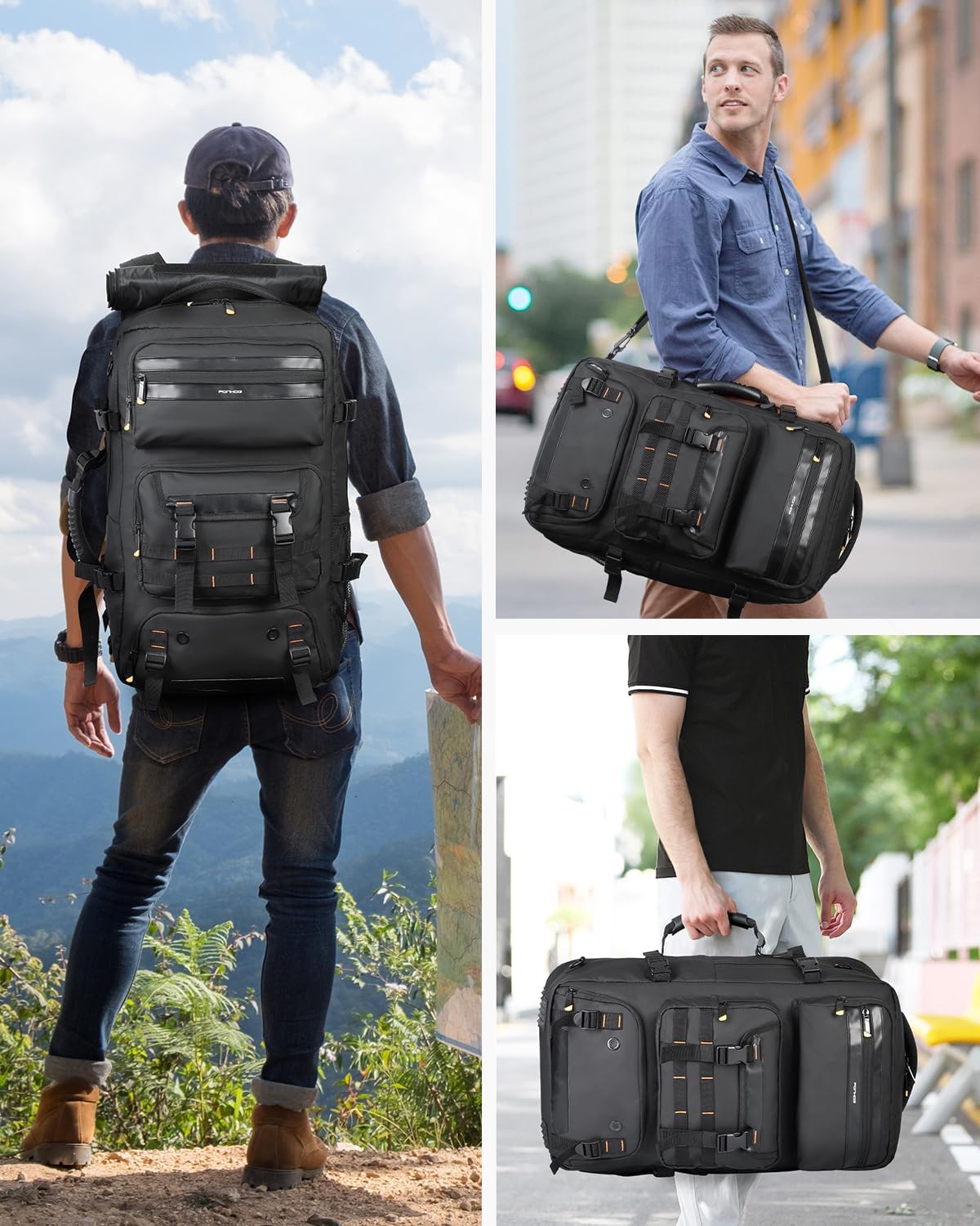 50L Versatile Travel Backpack with Shoe Compartment & USB Charger