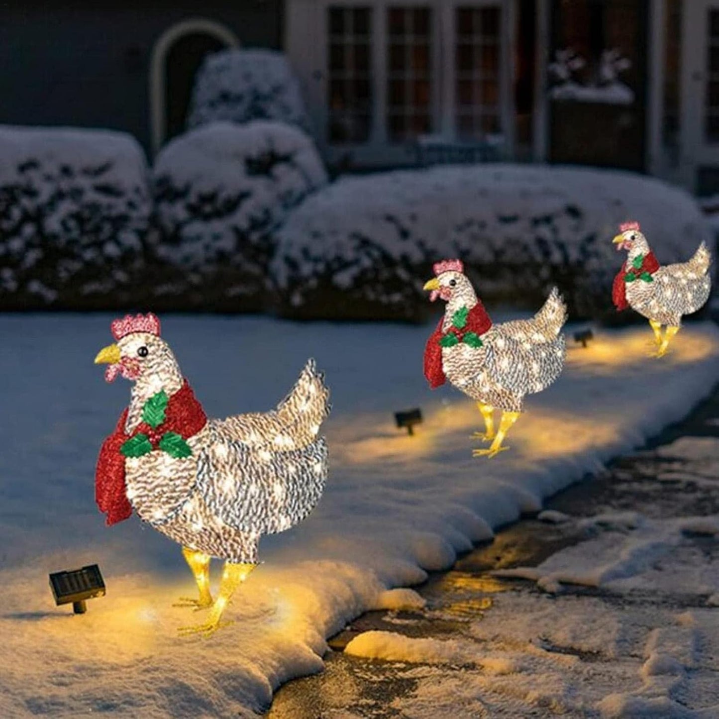LED Chicken with Scarf – Winter Holiday Decor for Indoor and Outdoor Use