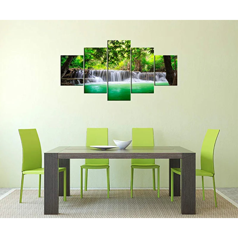 Stunning 5-Piece Canvas Set of Serene Forest Waterfalls