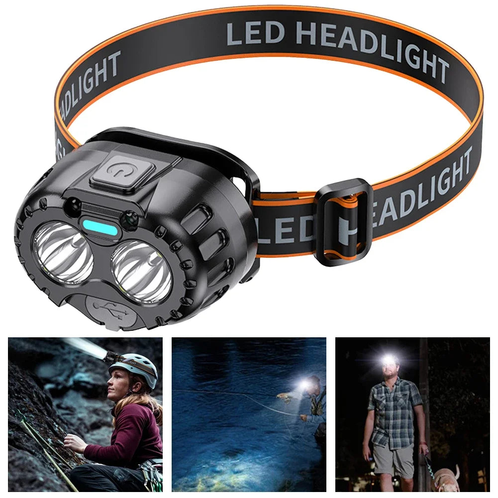 LED Headlamp with Motion Sensor | USB-C Charging | IPX4 Waterproof | 3 Light Modes