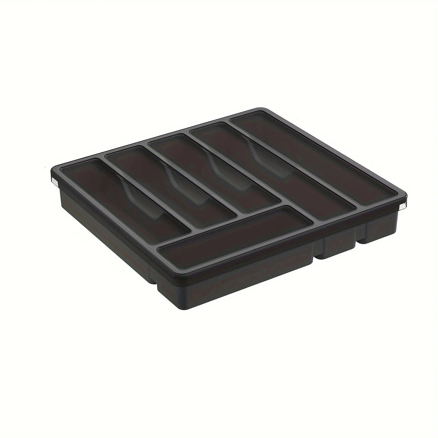Cutlery Organizer with Lid | 6 Compartments | PP Plastic | 32x30x5.4 cm