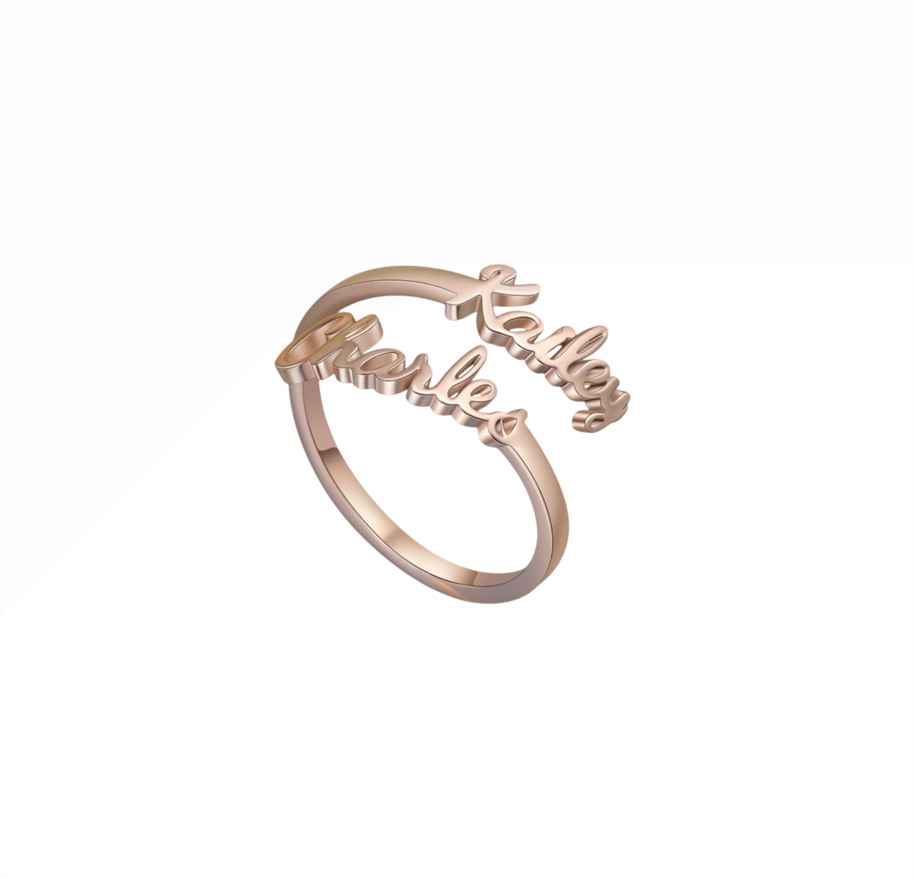 Customizable Dual-Name Ring | Stainless Steel with 18K Gold Finish | Adjustable Size | Available in Gold, Silver & Rose Gold