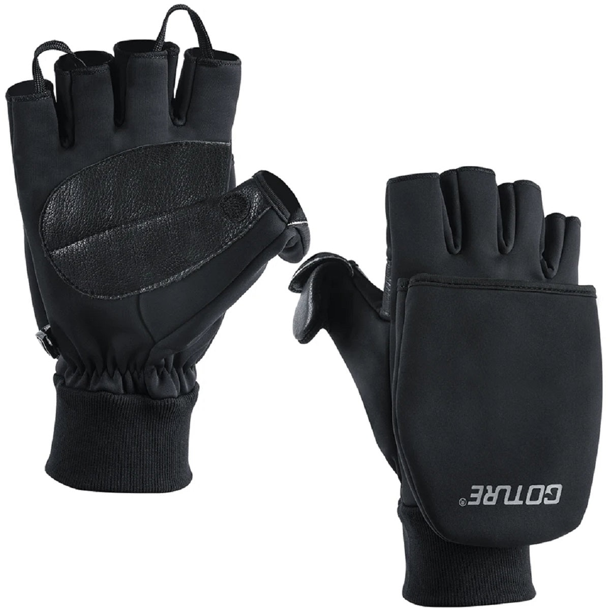 Waterproof Fingerless Gloves - Warm Convertible Mittens