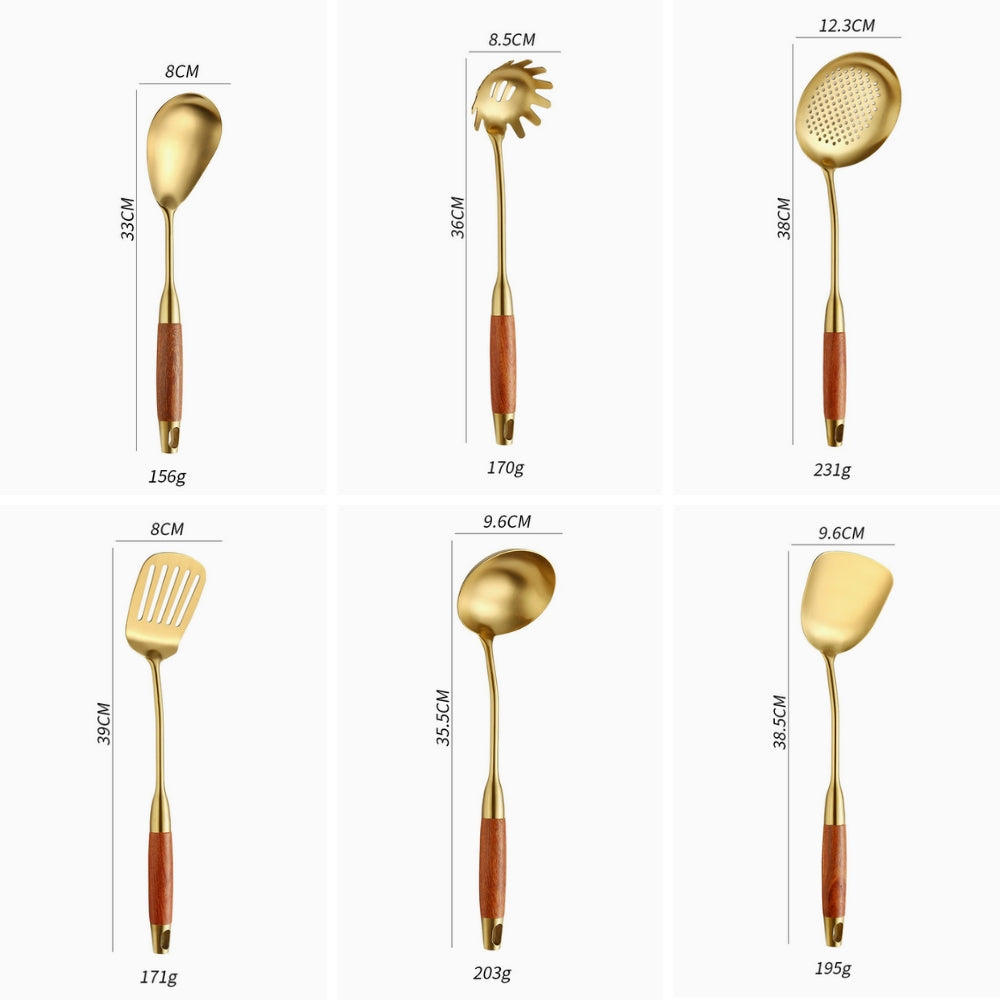Gourmet Gold Kitchen Tool Set | 6-Piece Essentials
