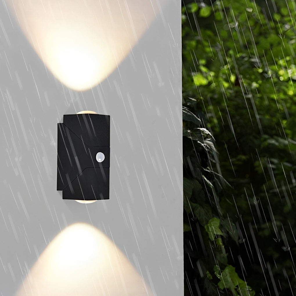Waterproof Black Wall Lamp with Adjustable Motion Sensor and Up/Down Light