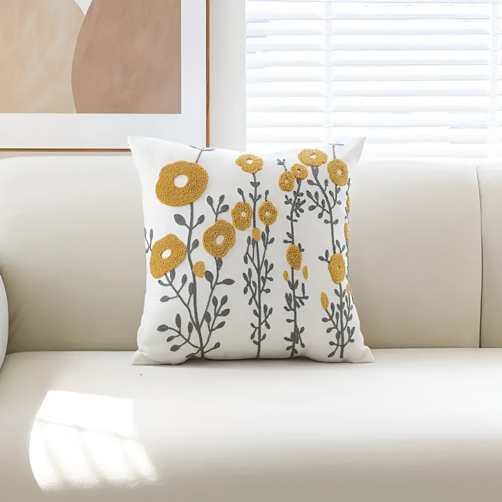 Nature's Charm Embroidered Throw Pillow Cover