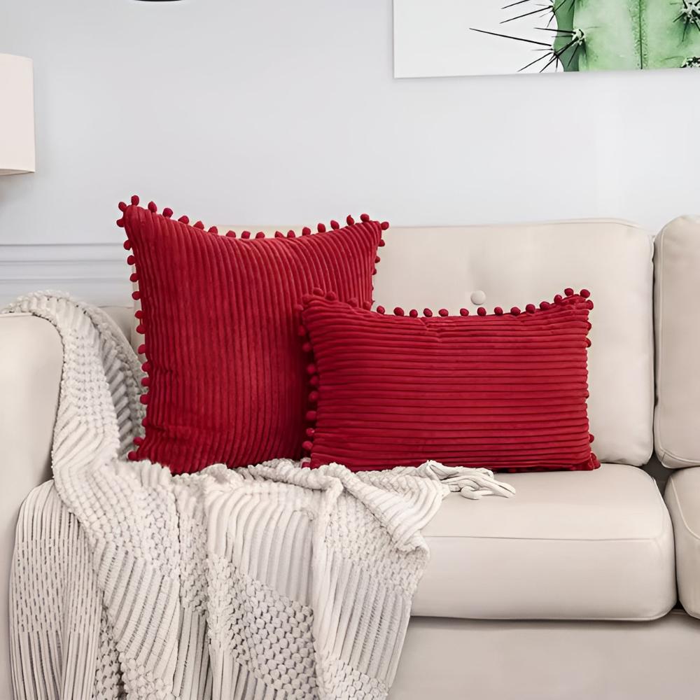 Cozy Textured Throw Pillow Cover with Fun Accents