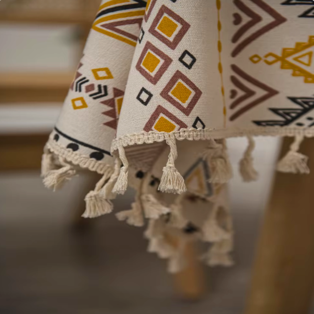 Chic Artisan Table Cover with Decorative Tassels