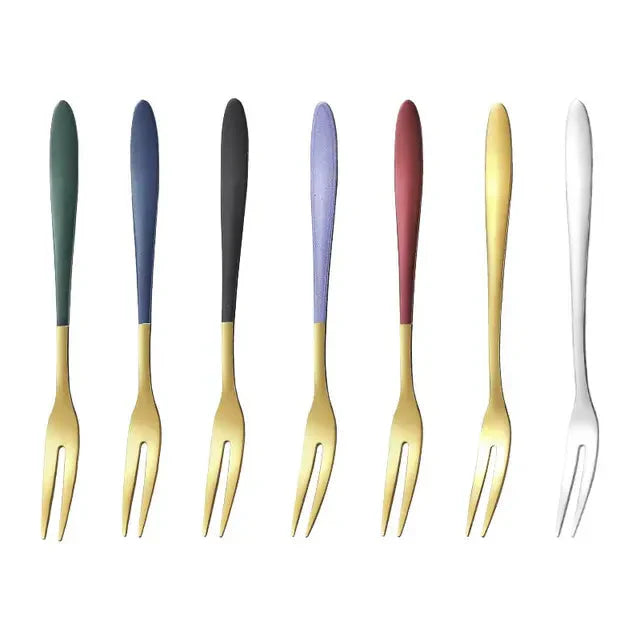 Elegant 7-Piece Stainless Steel Fork Set for Desserts & Salads