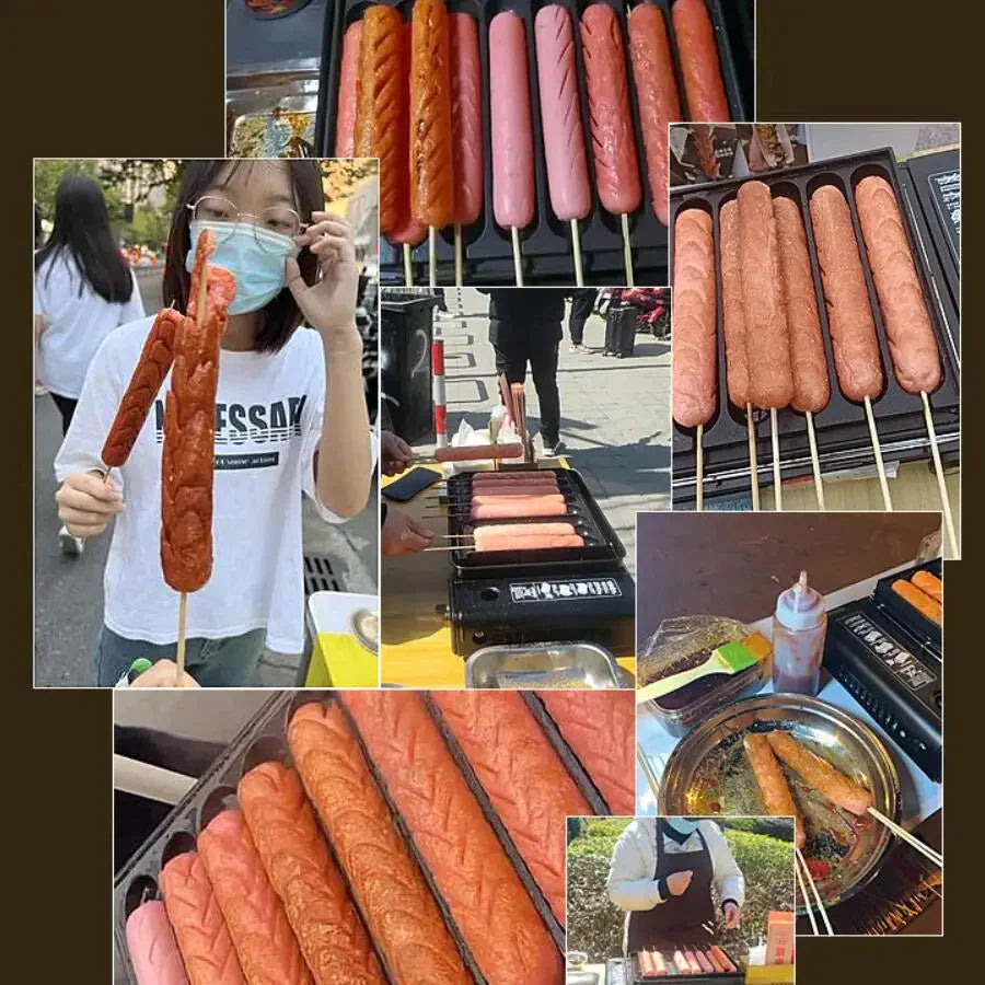 Multi-Sausage Grilling Plate with 8 Slots for Gas Cooking