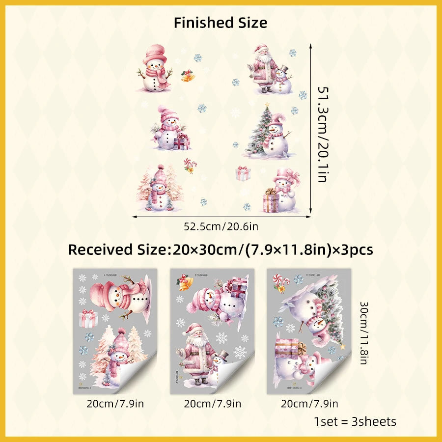 Removable PVC Wall Stickers for Kids' Room – Pink Snowman Design