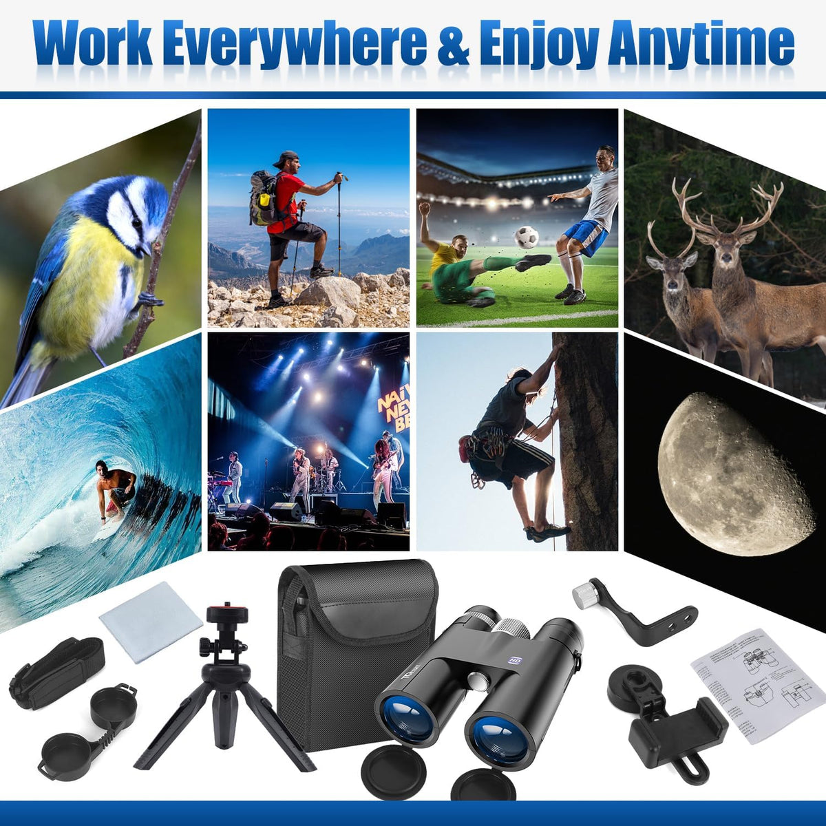 Powerful 18x50 Outdoor Binoculars with Smartphone Compatibility