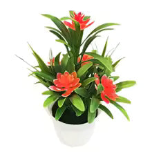 Artificial Potted Flowers | Lotus and Leaves | Home & Office Decor | 18 cm