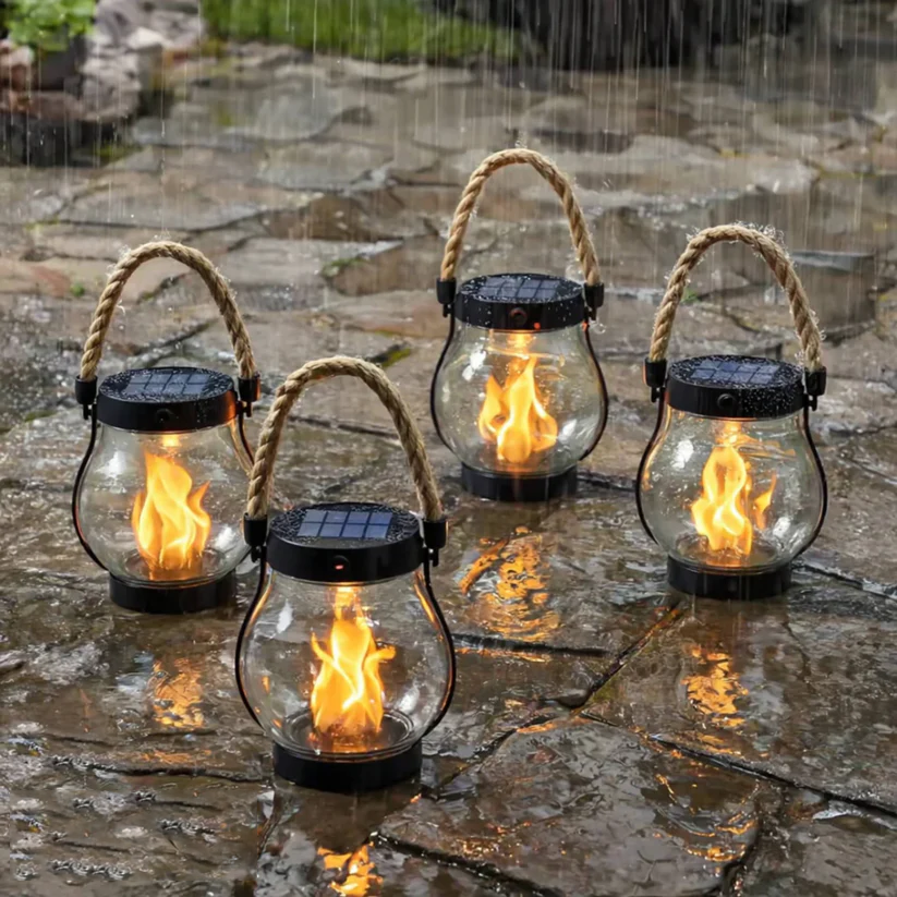 SolarGlow Lantern | Waterproof Outdoor Light with Flickering Flame Effect
