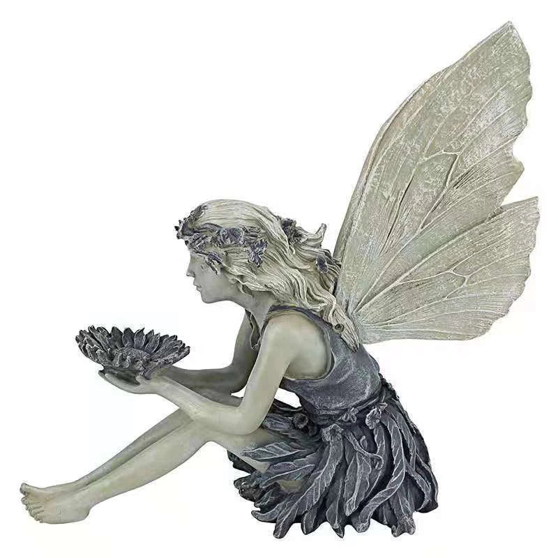 Elf Figurine Statue | Resin Decoration for Garden & Home | Angel Girl Ornament for Table and Garden