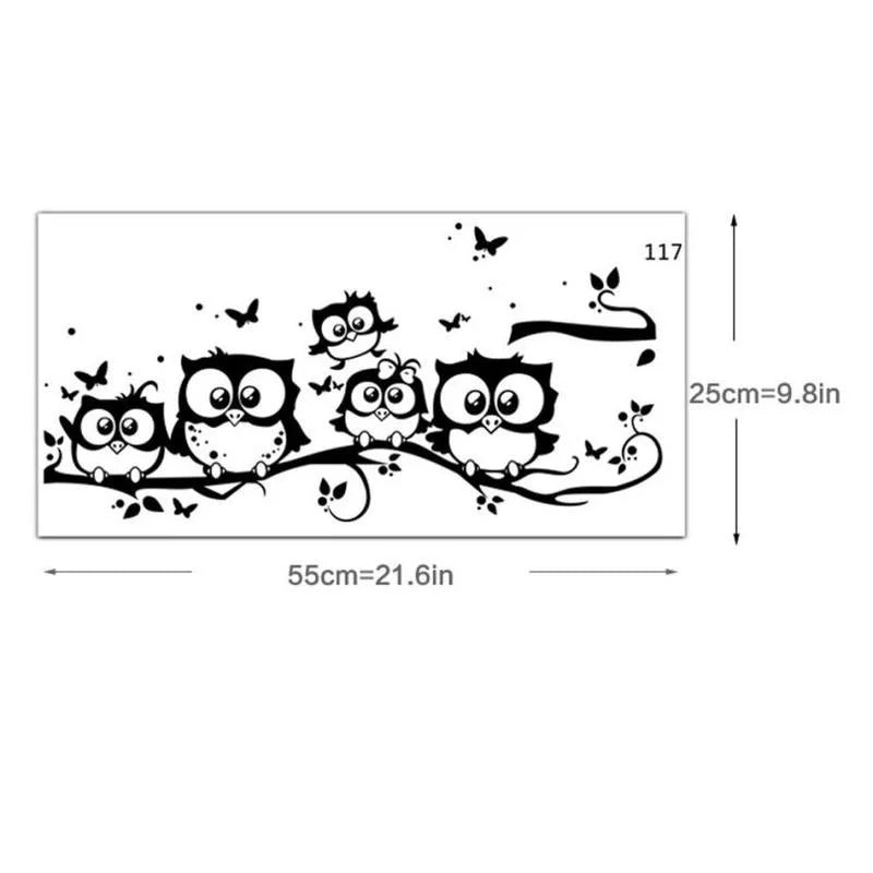 Removable PVC Wall Stickers - Owl and Tree Design for Kids, 55x25 cm