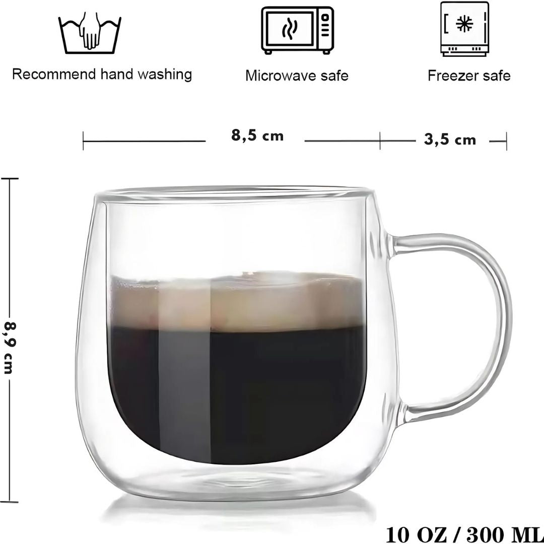 Insulated Coffee Mug Set – Double Wall Glass Design