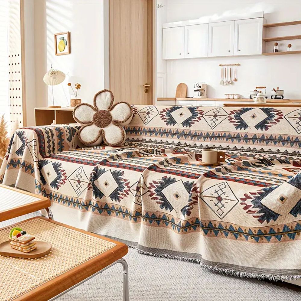 Elegant Chenille Sofa Protector with Artistic Design