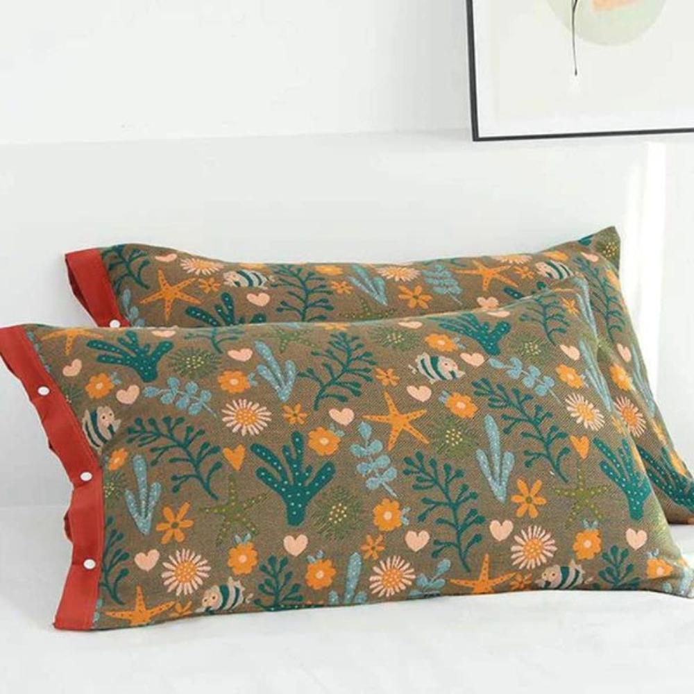 Luxurious Cotton Pillowcases with Reversible Floral Design