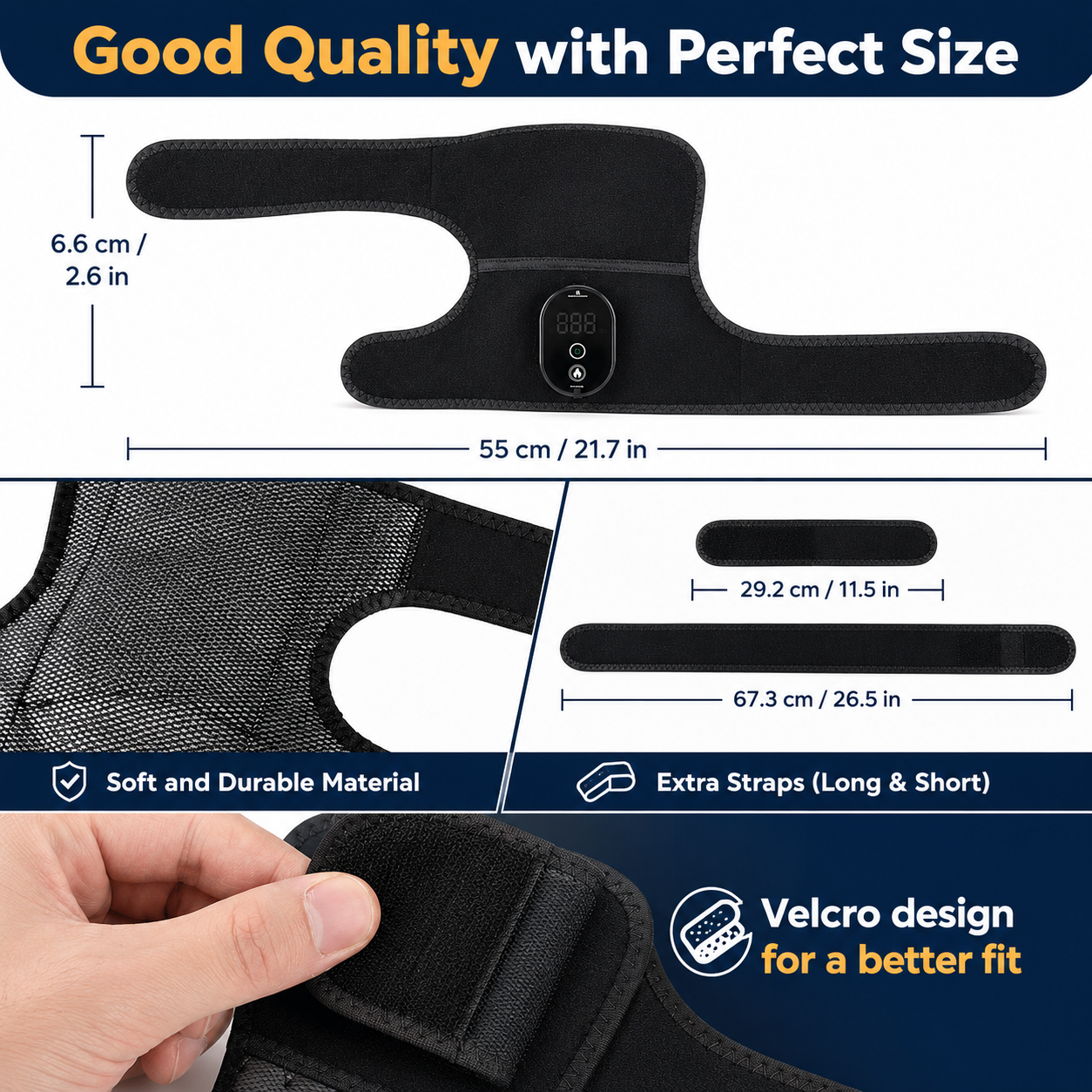 Cordless Heating Pad for Knees – 3-in-1 Design with Temperature Control