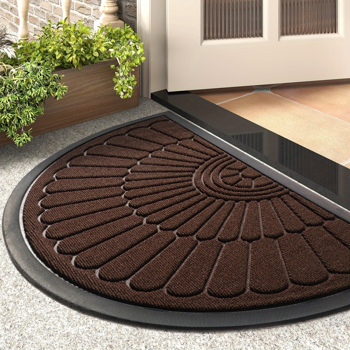 Half-Round Rubber Door Mat – Non-Slip and Durable for Indoor/Outdoor Use