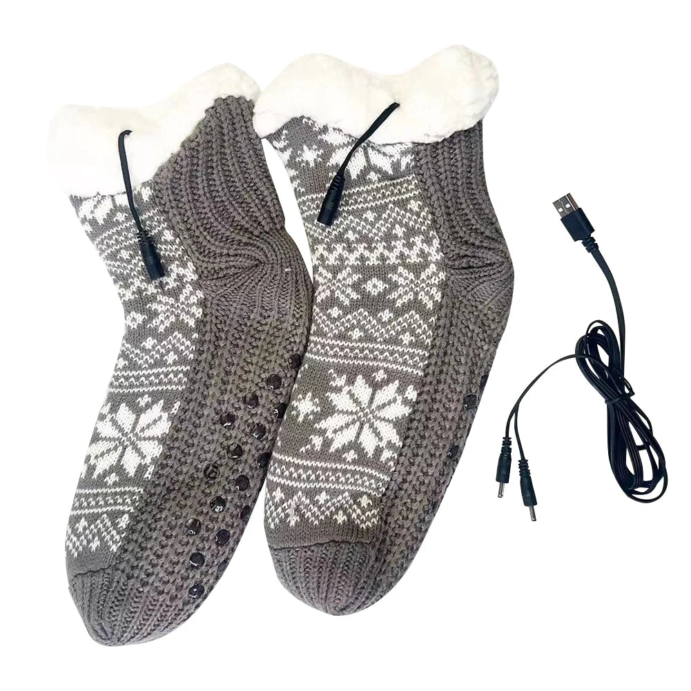 USB Heated Socks – Cozy Knitted Design, Non-Slip, Perfect for Home and Office