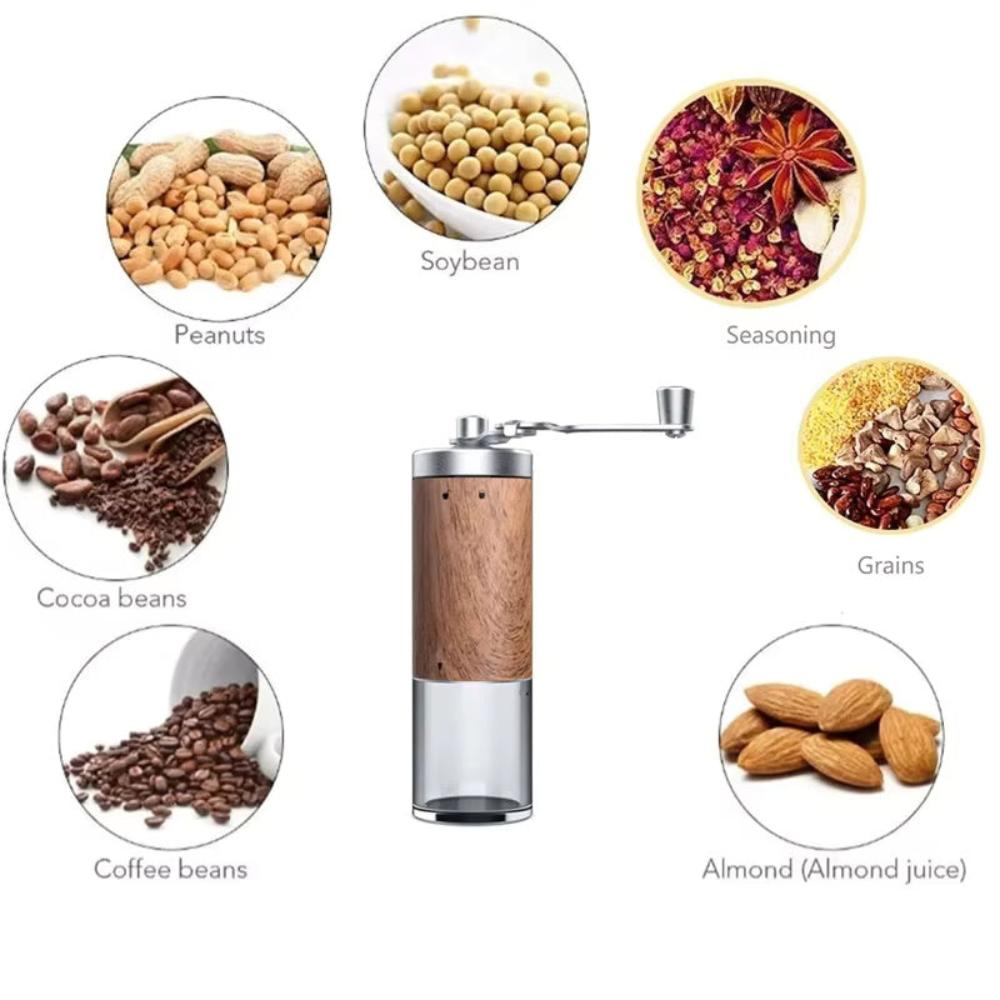 Portable Hand Coffee Mill with Wooden Design