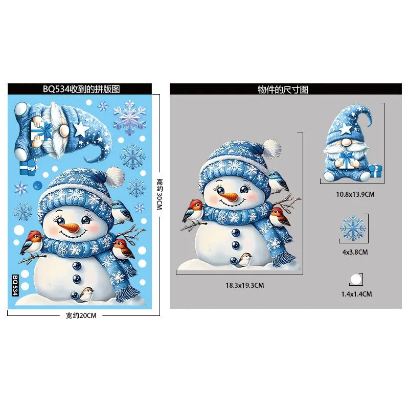 Christmas Window Stickers – Snowman, Santa & Snowflakes – Removable & Reusable for Glass & Mirrors