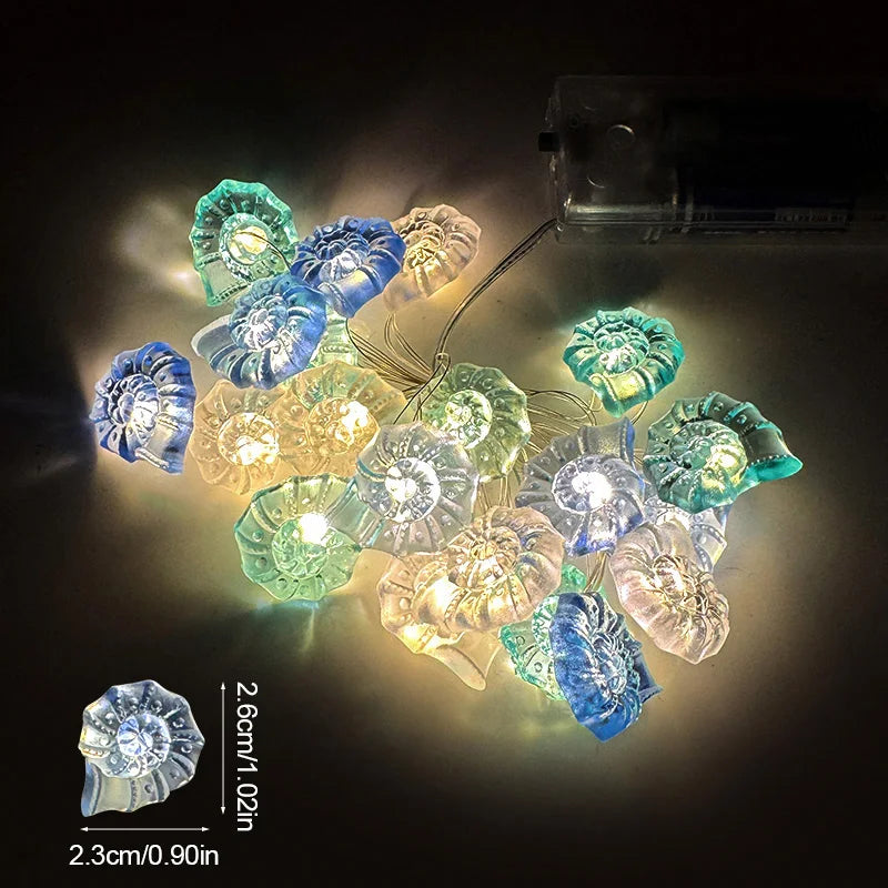 2m LED String Lights with Nautical Designs | 20 Lights | Sea Stars, Shells & Sea Creatures | Battery Operated Decoration for Kids’ Rooms, Birthdays & Weddings