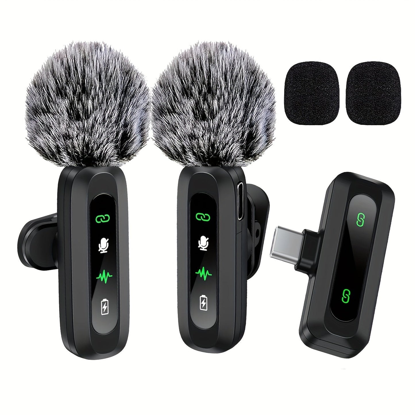 Wireless Clip Microphone with USB-C for Smartphone and Tablet