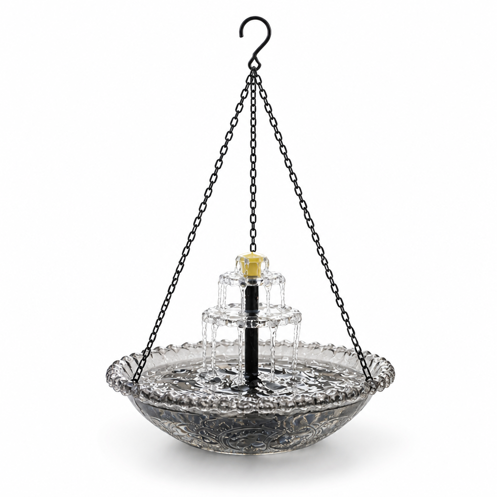 Eco-Friendly Solar-Powered Dual-Level Bird Fountain