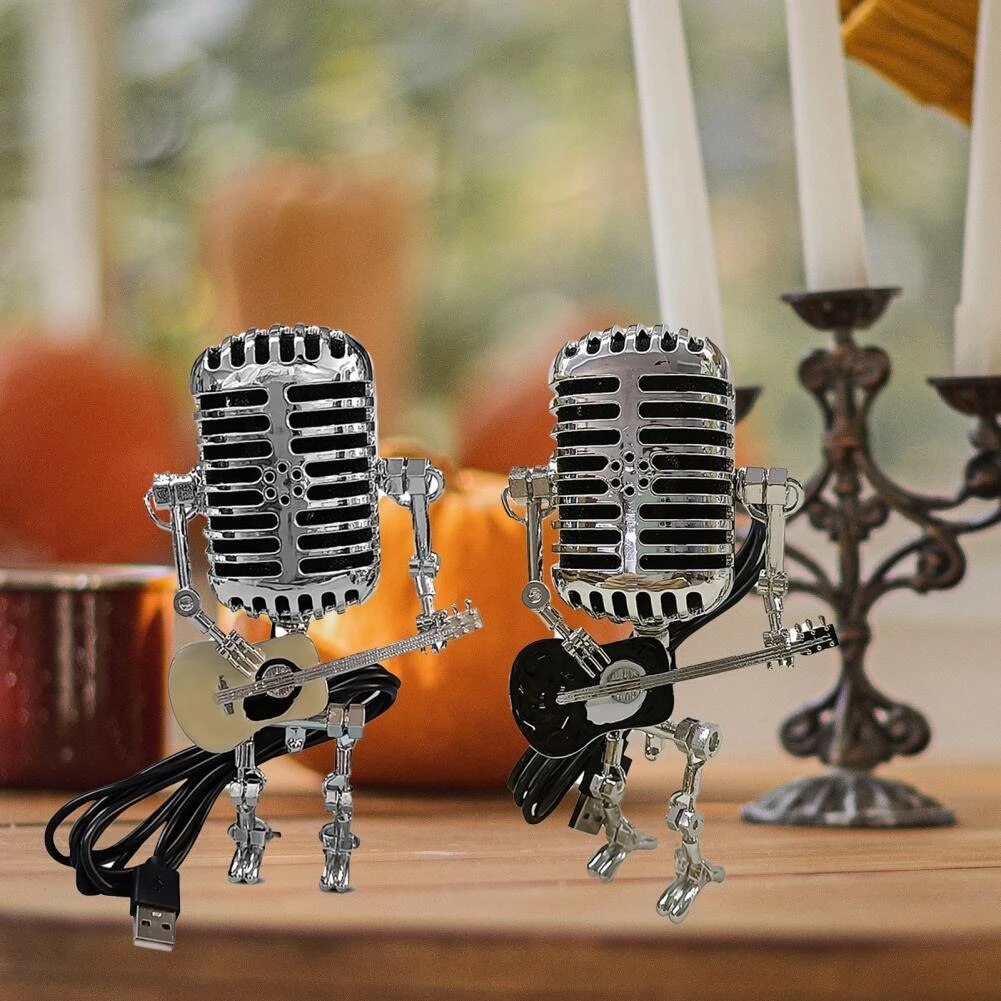 Elegant USB Desk Lamp with Vintage Microphone Design
