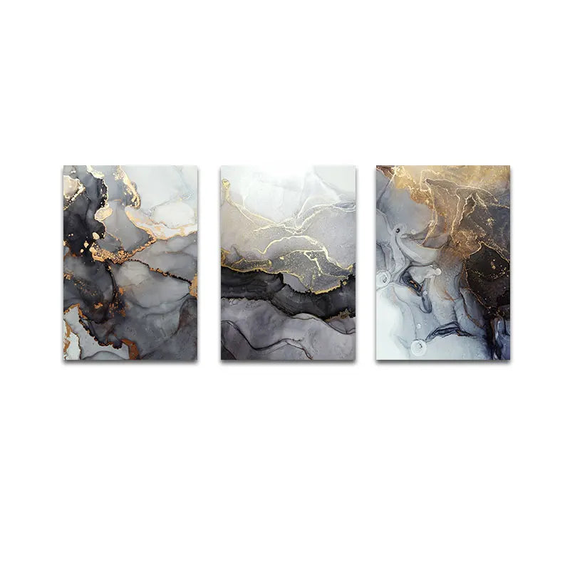 Elegant Grey and Gold Veined Marble Art Print for Modern Spaces