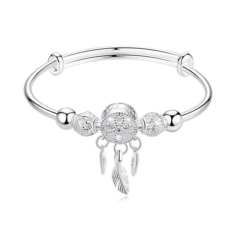 Women's Link Bracelet with Dreamcatcher Design in Sterling Silver
