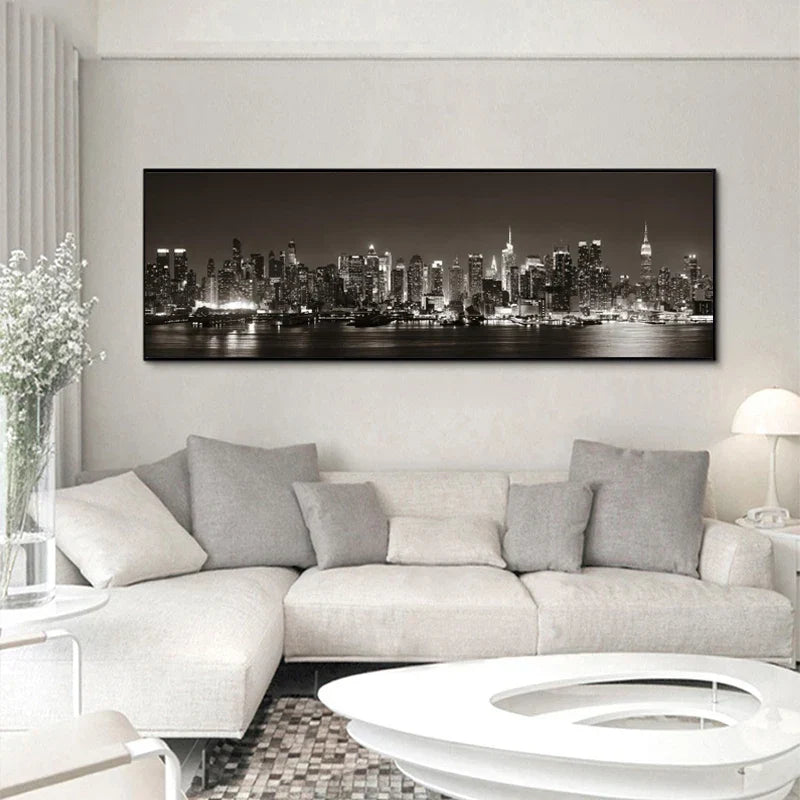 City Lights Canvas Wall Art – Landscape Print for Above Sofa or Bed