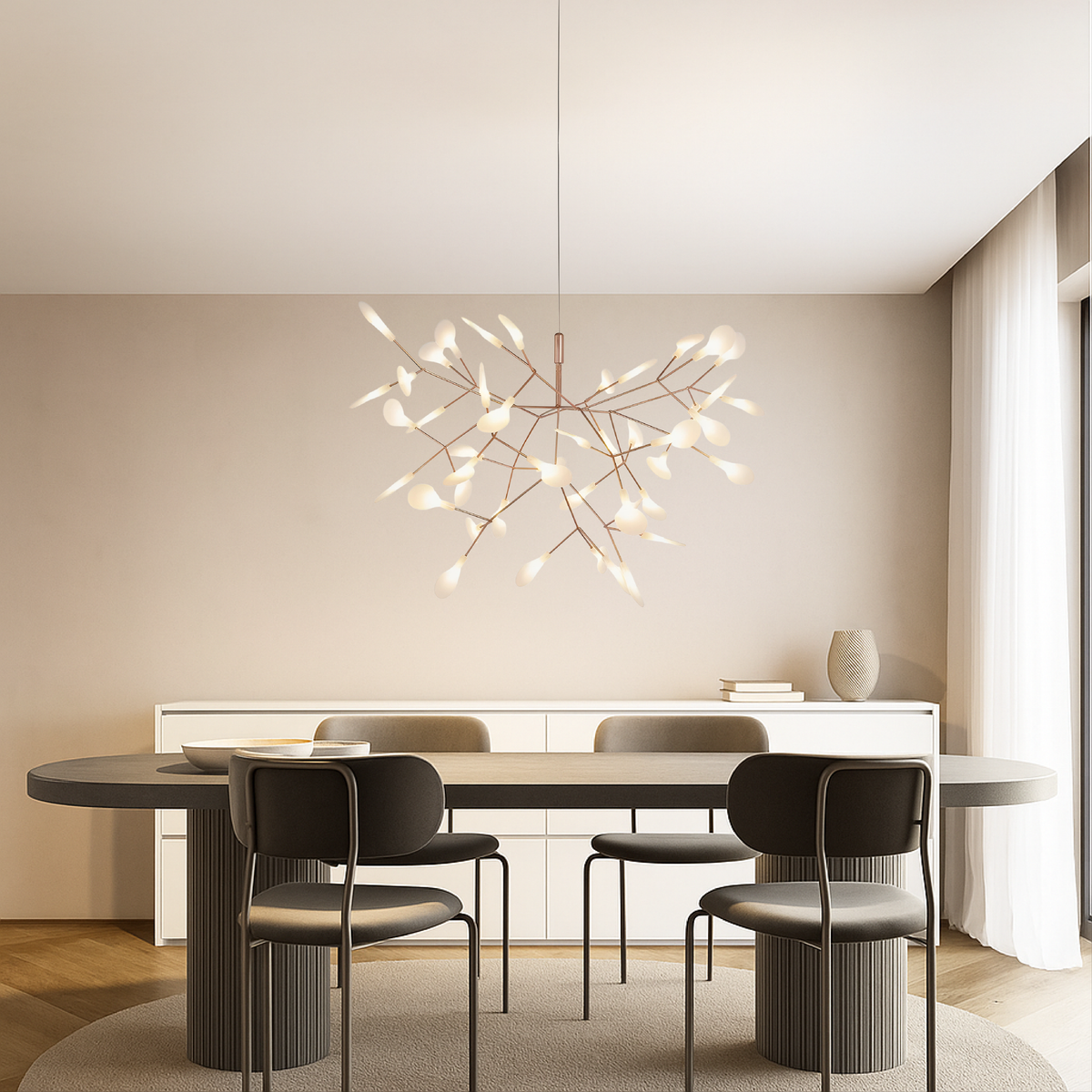 LED Pendant Light in Pink and Gold Design