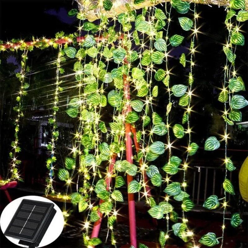 Solar-Powered Ivy String Lights | Warm White Glow for Outdoors