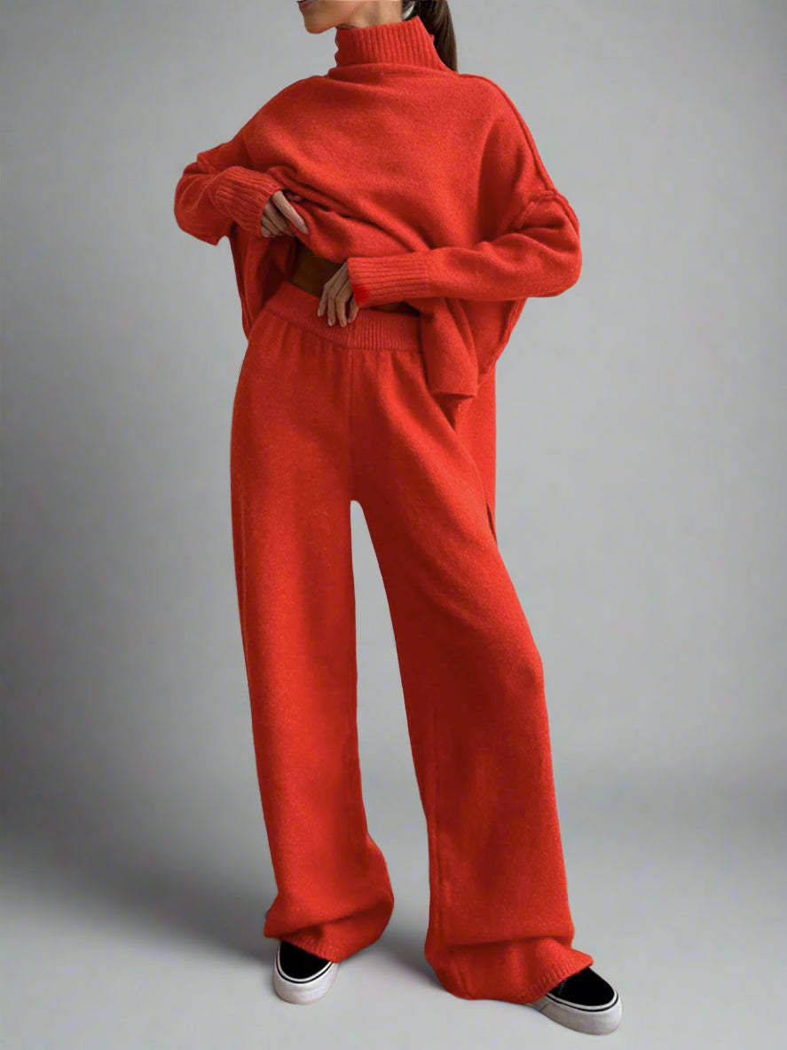 Soft Knit Turtleneck Loungewear Set for Ultimate Comfort and Style